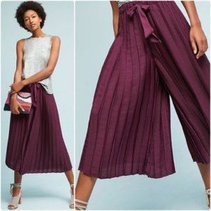 Anthropologie mauve pleated capri wide leg pant